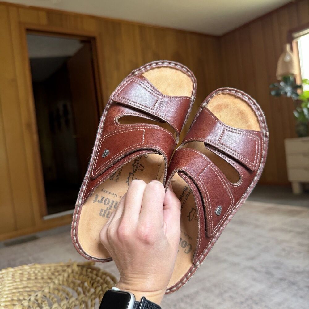 $245 Finn Comfort Brown Leather Jamaica Slip On Sandals Flats Germany Sz 36 US 6 - Picture 10 of 14